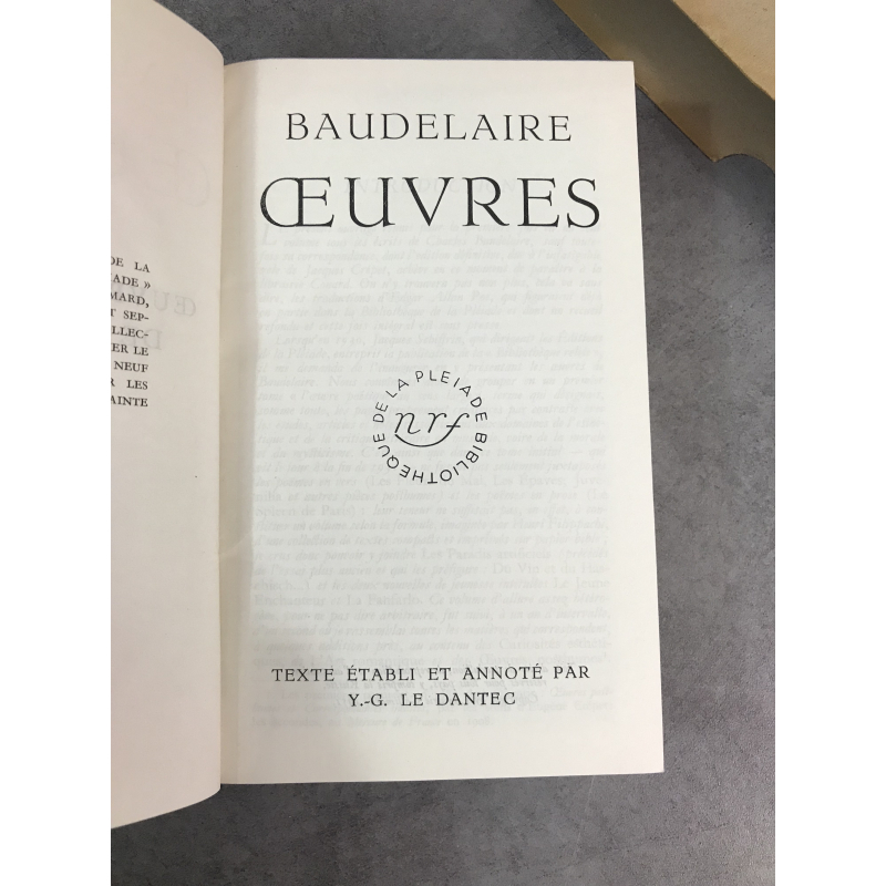 Collection Biblioth Que De La Pl Iade Nrf Baudelaire Oeuvres Compl Tes