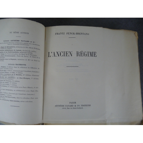 Funck-Brentano L'ancien régime Ediiton originale Le 32 de 50 papiers de hollande , très grands témoins conservés