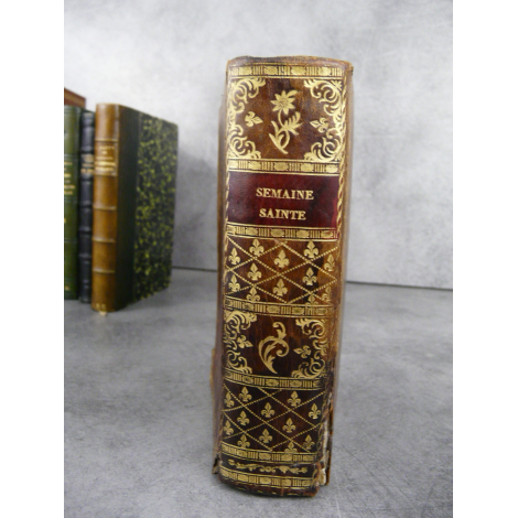 Semaine sainte bilingue Français latin de 1693 à saisir en l'état reliure en veau début XIXe .