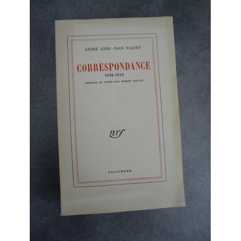 Edition originale André Gide Paul Valéry Correspondance 1890 - 1942 . Paris, Gallimard, 1955,