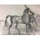 Carle Vernet Grande Lithographie Originale Cheval Horse Cheval romain préparé pour la course Delpech