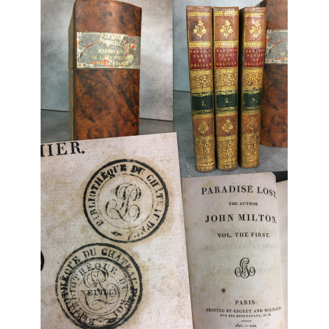 L'Exemplaire de Louis Philippe Roi de France Paradis Perdu, ParadiseLost John Milton bilingue Delille Edition originale