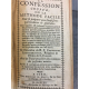 La confession coupée livre à système Leuterbreuver Paris Hansy 1751 Reliure ancien vélin de réemploi