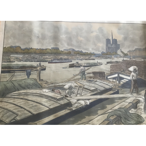 Henri Rivière Grande lithographie originale Paris Notre Dame vue du quai d'Austerlitz 1900 belle condition .