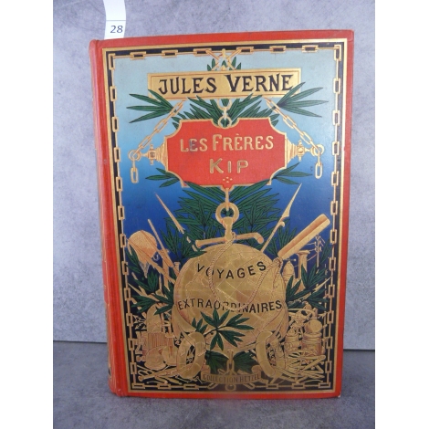 Hetzel Jules Verne les frères kipp cartonnage globe doré dos au phare bien frais Voyages extraordinaires